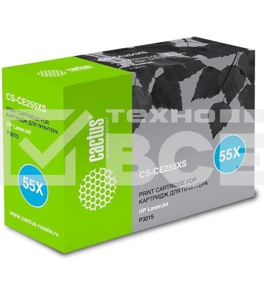Картридж лазерный Cactus CS-CE255XS черный (12500 стр.) для HP LaserJet P3015