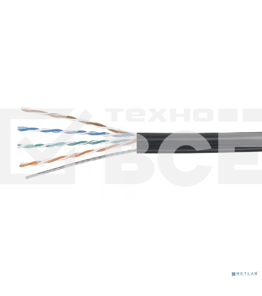 Кабель витая пара Cabeus UTP-4P-Cat.5e-SOLID-OUT-PE-UV U/UTP 5e кат. 4 пары (24 AWG), одножильный, для внешней прокладки, PE-UV (305 м)
