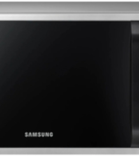 Микроволновая печь Samsung MG23K3515AS/BW серебристый/черный, 23 л, 800 Вт, переключатели - кнопки, поворотный механизм