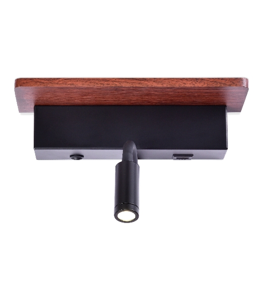 Настенный светодиодный светильник Ambrella light FW291 BK/DW черный/темное дерево LED 4200K+3000K 6W+1W 265*110*130