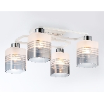 Светильник Ambrella light TR303205/4 WH/CH/SM/FR белый/хром/дымчатый/белый матовый E27*4 max 60W 370*370*200, фото 1