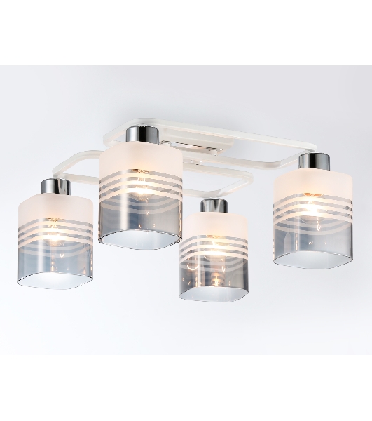 Светильник Ambrella light TR303205/4 WH/CH/SM/FR белый/хром/дымчатый/белый матовый E27*4 max 60W 370*370*200