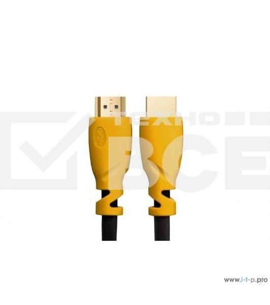 Кабель Greenconnect5.0m HDMI версия 1.4,черный, желтые коннекторы, OD7.3mm, 30/30 AWG, позолоченные контакты, Ethernet 10.2 Гбит/с, 3D, 4K, экран