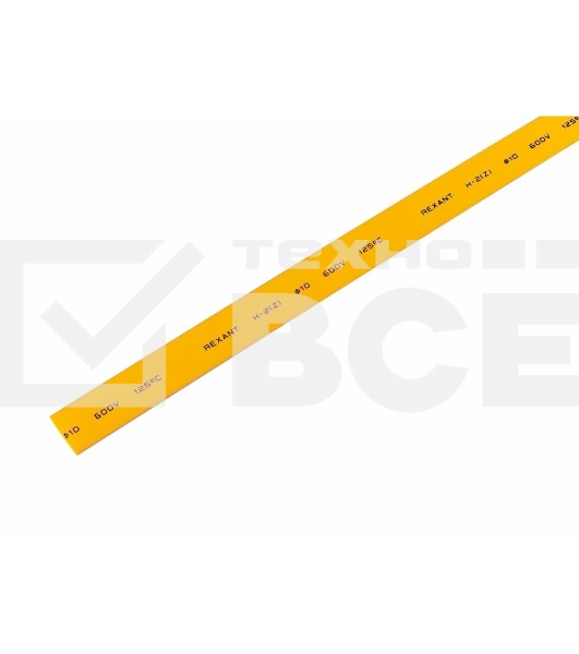 Термоусаживаемая трубка Rexant 10,0/5,0 мм, желтая, упаковка 50 шт. по 1 м