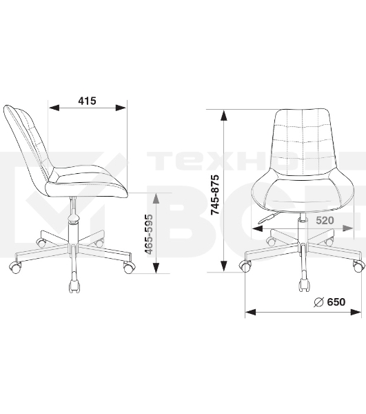Кресло компьютерное Бюрократ CH-350M/BLACK без подлокотников, черный, искусст.кожа/ткань, крестовина хром
