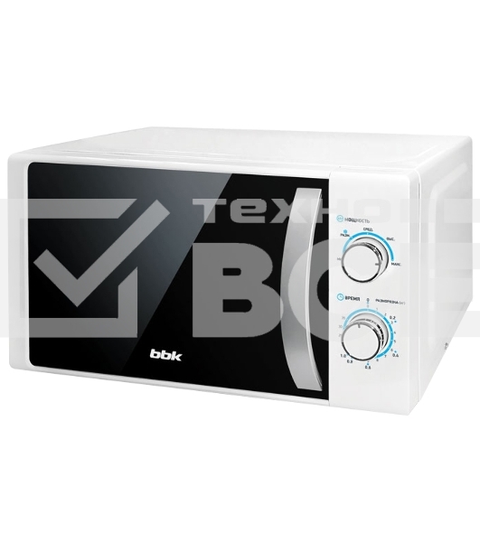 Микроволновая печь BBK 20MWS-711M/WS C белый/серебристый, 20 л, 700 Вт, переключатели - поворотный механизм