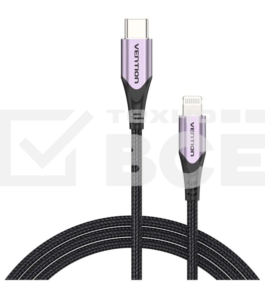 Кабель Vention USB 2.0 CM/Lightning 8M для iPad/iPhone - 1м. Фиолетовый