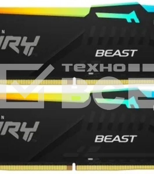 Оперативная память Kingston Fury Beast, DDR5, 16GB (2x8GB), 5200MHz, CL36, DIMM, радиатор, чёрный