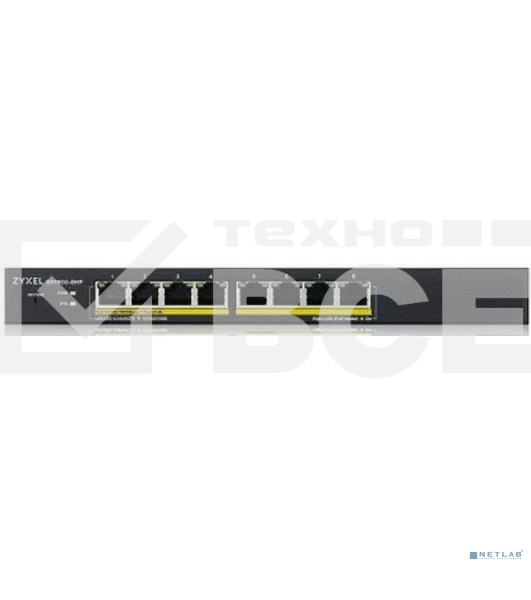 Коммутатор Smart L2 PoE+ Zyxel GS1900-8HP, 8xGE PoE+, настольный, бесшумный, бюджет PoE 70 Вт