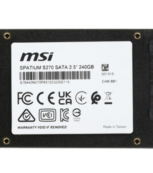 Накопитель SSD MSI SPATIUM S270, 240Gb, 2.5', SATA III, R/W 500/400