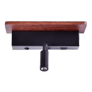 Настенный светодиодный светильник Ambrella light FW291 BK/DW черный/темное дерево LED 4200K+3000K 6W+1W 265*110*130
