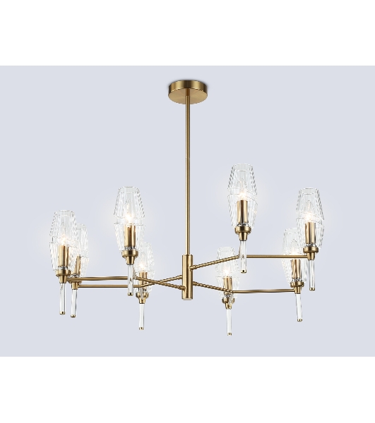 Люстра Ambrella light LH55202/8 BS/CL латунь/прозрачный E14*8 max 40W D800*520