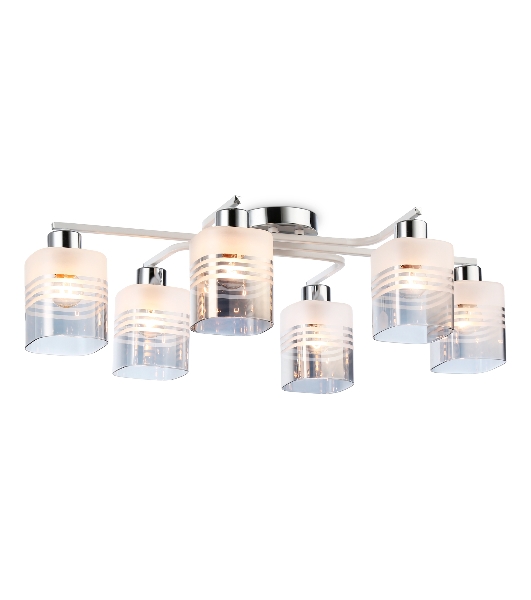 Светильник Ambrella light TR303207/6 WH/CH/SM/FR белый/хром/дымчатый/белый матовый E27*6 max 60W 710*400*200