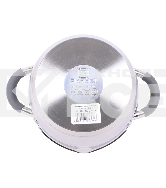 Кастрюля Rondell RDS-023 с\кр 18 см, (2,3л) Flamme (нерж.сталь 18/10,ручки из нерж.стали со вставкой силикон)