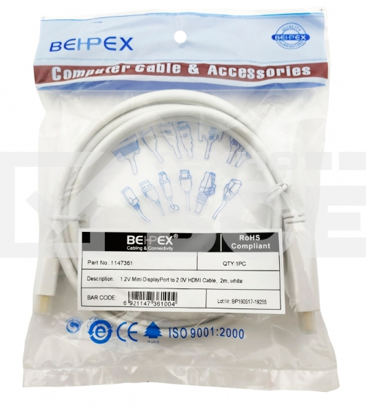 Кабель 1.2v miniDisplayPort (m) HDMI (m) 2м