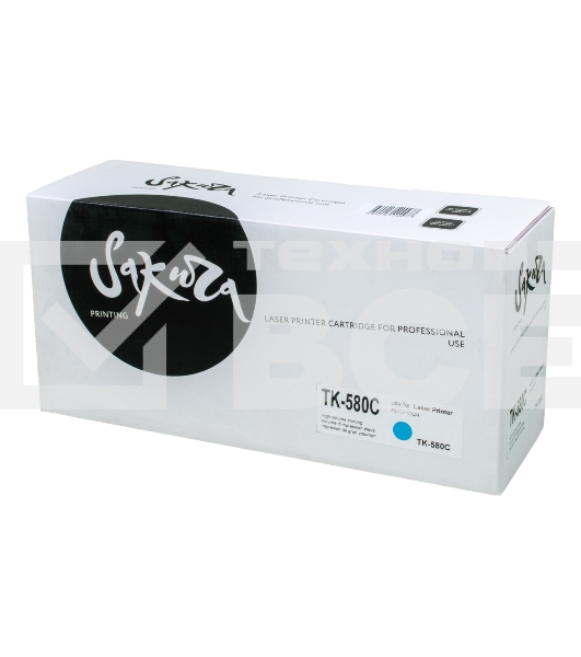 Картридж Sakura TK580C для Kyocera Mita FS-5150DN/5250DN, синий, 2800 к.