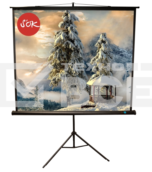 Экран Sakura 200x200 см TriScreen 1:1 напольный рулонный белый 111' Matt White (MW), черный корпус