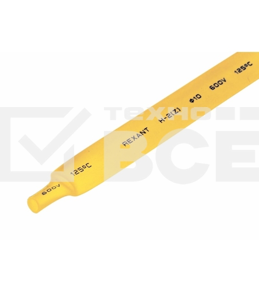 Термоусаживаемая трубка Rexant 10,0/5,0 мм, желтая, упаковка 50 шт. по 1 м
