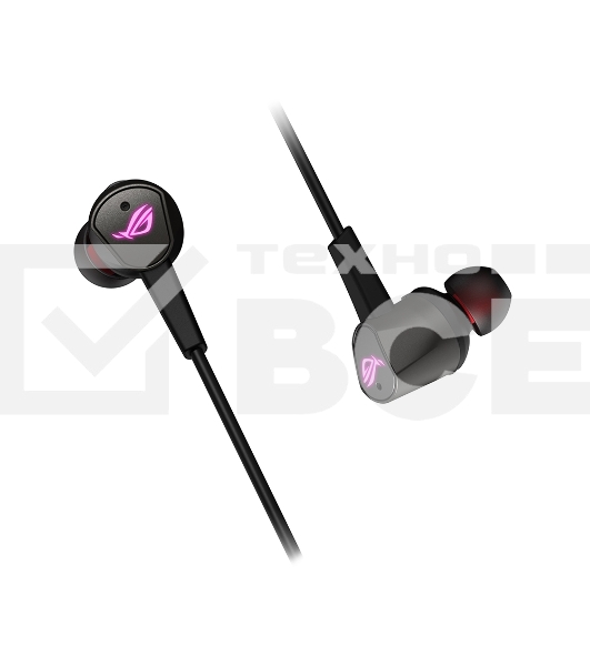 Игровые наушники чёрные ASUS ROG Cetra II (вкладыши, USB-C, RGB подсветка, ПУ, чехол, 90YH02S0-B2UA00)