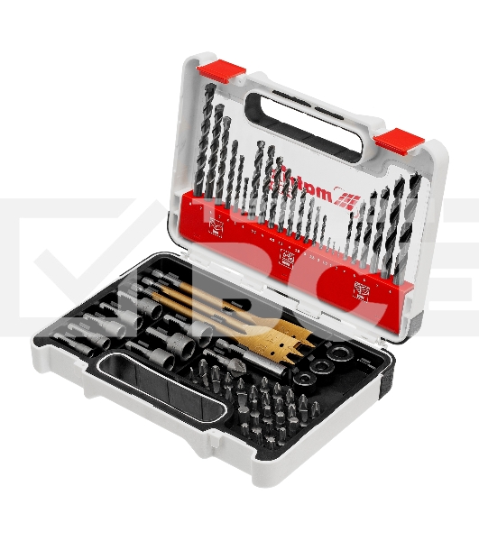 Набор сверл Matrix комб.,мет.1-6мм,бет.3-8мм,дер.3-8мм, перки,бит.30шт,адап.,голов.8шт,71пр., PRO