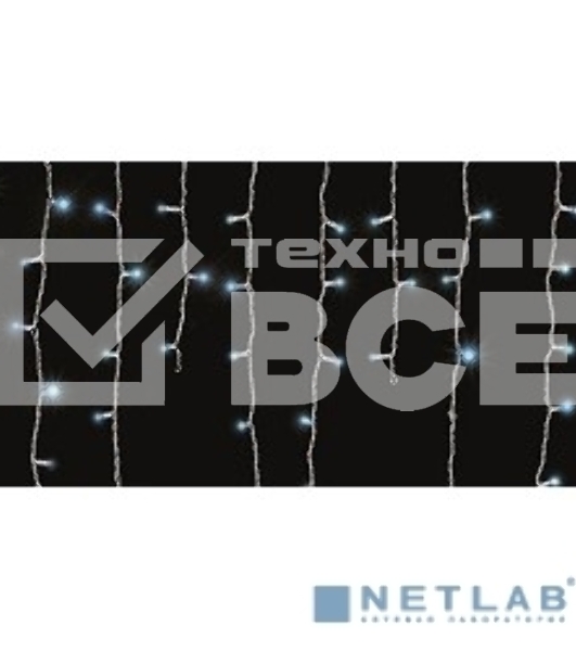 Новогодние светоукрашения NEON-NIGHT (255-013) Гирлянда Айсикл {(бахрома) светодиодный, 1,8 х 0,5 м., белый провод, 220В, диоды синие}