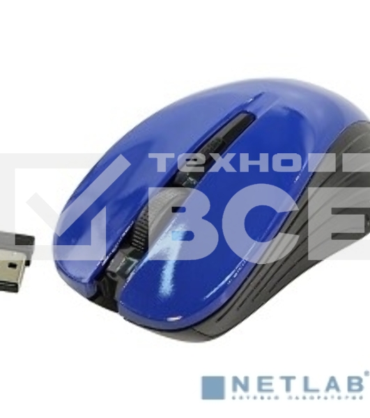 Мышь беспроводная Oklick 545MW черный/синий, 1600 dpi, радиоканал, USB, кнопки - 4