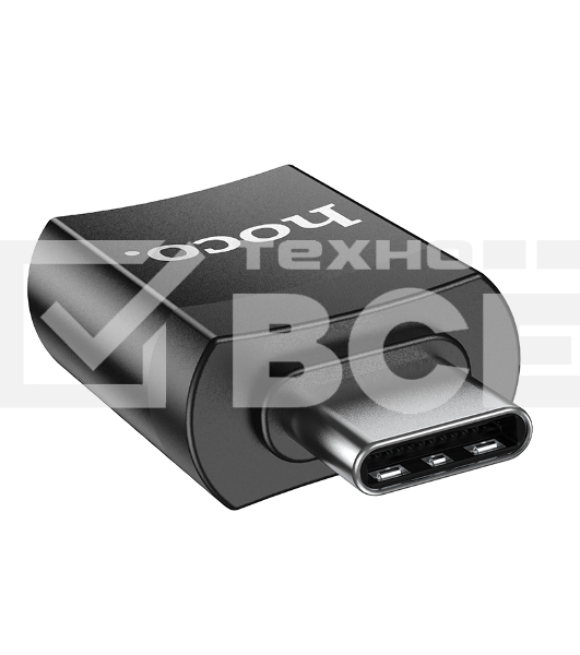 Переходник USB3.0 OTG Hoco Type-C(M)/AF, UA17, черный, коробка