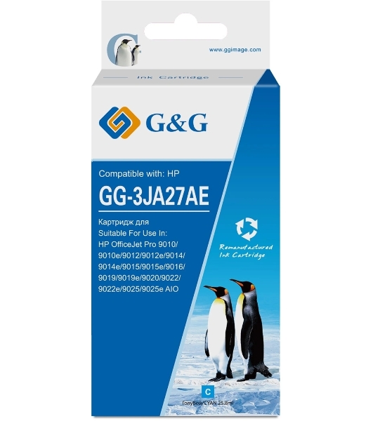 Картридж струйный G&G GG-3JA27AE 963XL голубой (25.8мл) для HP OfficeJet Pro 9010/9010e/9012/9012e/9014/9014e/9015/9015e/9016/9019/9019e/9020/9022/9022e/9025/9025e AIO