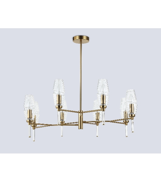 Люстра Ambrella light LH55202/8 BS/CL латунь/прозрачный E14*8 max 40W D800*520