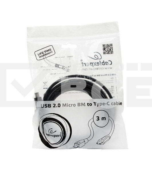 Кабель Cablexpert CCP-USB2-mBMCM-10 USB2.0 microBM/USB3.1TypeC, 3м, 