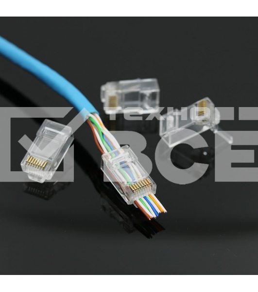 Коннектор RJ-45 (8P8C) LC-PTU-01/10 вилка универсальная. кат.5e. со сквозным отверстием  (10 шт.)