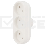 Тройник электрический линейный 6-10 А без заземления белый Rexant, фото 1