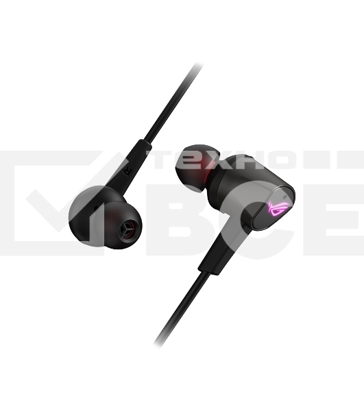 Игровые наушники чёрные ASUS ROG Cetra II (вкладыши, USB-C, RGB подсветка, ПУ, чехол, 90YH02S0-B2UA00)