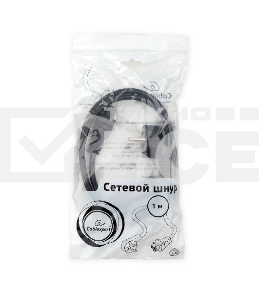 Кабель питания для ноутбуков Cablexpert PC-186-ML12-1M, 1м, Schuko- C5, 10А, пакет