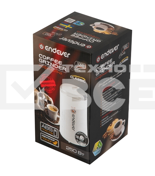 Кофемолка Endever Costa-1053, 250 Вт, 15000 об/мин, вес продукта для помола 100 гр, ABS-пластик, защита от перегрева двигателя