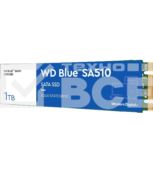 Накопитель SSD WD Blue SA510 WDS100T3B0B, 1Tb, SATA III, M.2 2280, R/W 560/520