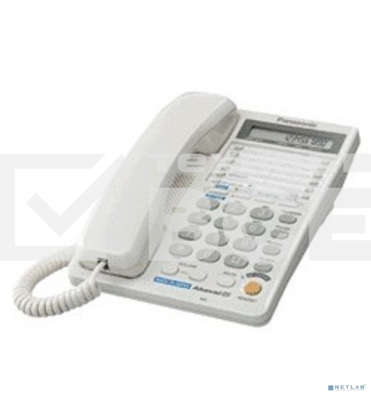 Телефон проводной Panasonic KX-TS2368RUW белый {2 линии, конференц-связь, спикер., 30 номеров памяти, ЖКД, Flash, часы }