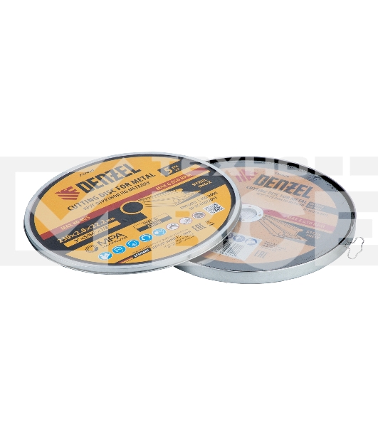 Круг отрезной по металлу Denzel 230 х 2,0 х 22,2 мм, A36TBF, в метал. банке, 5 шт.