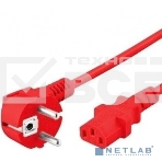 Кабель питания компьютера (Schuko+C13) (3x1.0), 10A, угловая вилка, 3 м, красный Hyperline PWC-IEC13-SHM-3.0-RD, фото 1