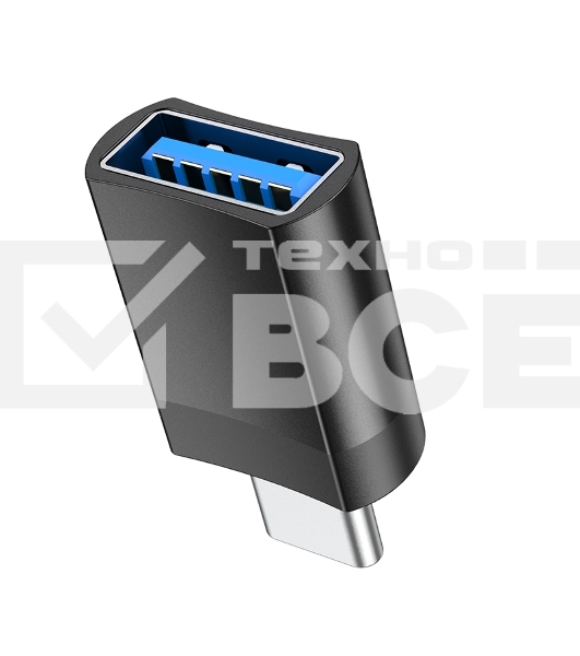 Переходник USB3.0 OTG Hoco Type-C(M)/AF, UA17, черный, коробка