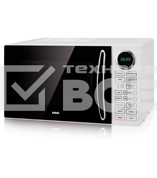 Микроволновая печь BBK 23MWG-930S/BW белый/черный, 23 л, 900 Вт, переключатели - сенсор