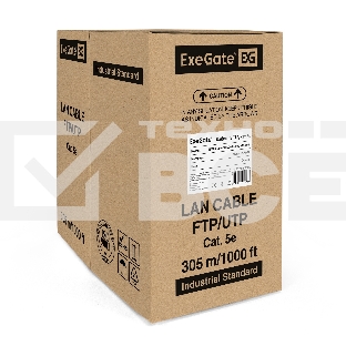 Кабель ExeGate SFTP 4 пары кат.5e медь, 24AWG, экран, бухта 305м, серый, PVC
