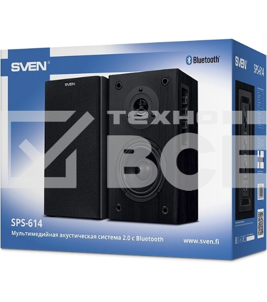 Колонки Sven SPS-614 2.0 (2x20W, Bluetooth, дерево, black)