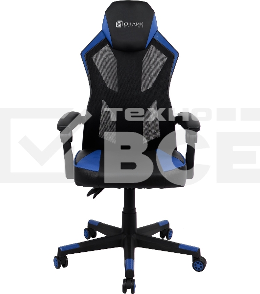 Кресло игровое Оклик 121G черный/синий сиденье черный/синий искусст.кожа/сетка с подголов. крестов. пластик черный