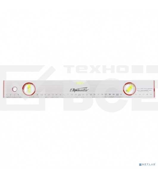 Уровень алюминиевый Sparta 400 мм, 3 глазка, линейка