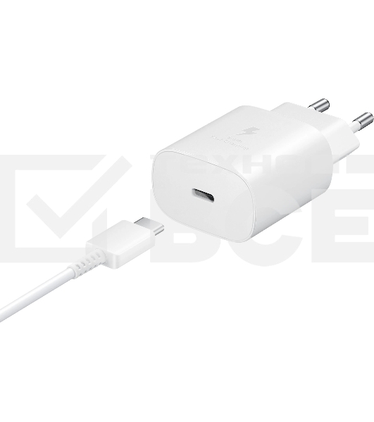 Сетевое зарядное устройство Samsung Adapter 25W Type C с кабелем белый (EP-TA800XWEGWW)