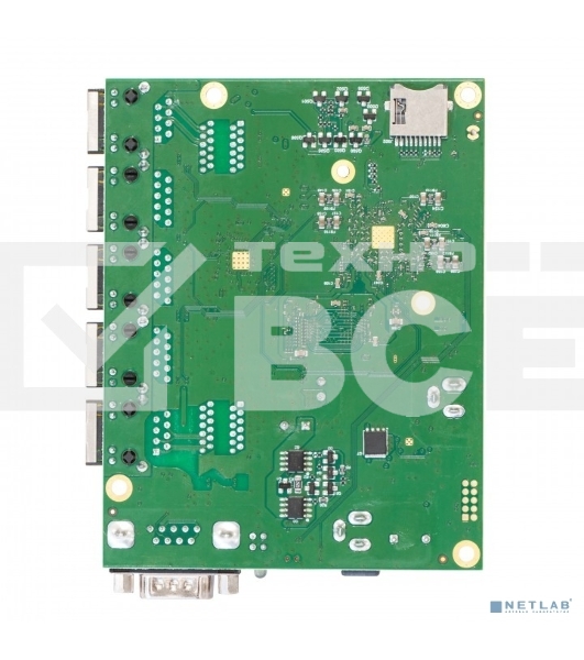 Плата маршрутизатора RB450Gx4 без корпуса RouterBOARD 450Gx4 with four core 716MHz Atheros CPU, 1 GB RAM, 5 Gigabit LAN ports, PoE OUT on port #5, RouterOS L5 {20}