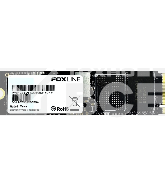 Твердотельный накопитель Foxline SSD X5-E21T, 512GB, M.2(22x80mm), NVMe, PCIe Gen4x4, 3D TLC, R/W 5100/4600MB/s, IOPs 780 000/924 000, TBW 500, DWPD 1.3 (2 года)