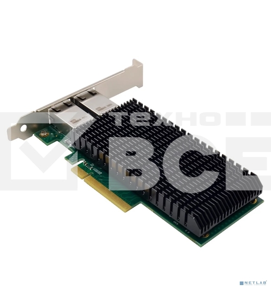 Сетевая карта ORIENT XWT-INT540L2PE8, PCI-Ex8 v2.1 2xRJ45 10Gbps Converged Server NIC, Intel X540 chipset, 10/1 Гбит/с, 2 планки крепления в комплекте (33299)