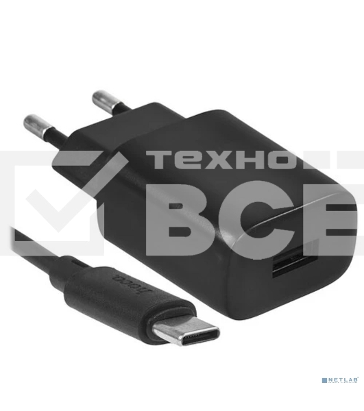 Сетевое зарядное устройство HOCO C134A/ Сетевое ЗУ + Кабель Type-C 1m/ 1 USB/ Выход: 10.5W/ черный